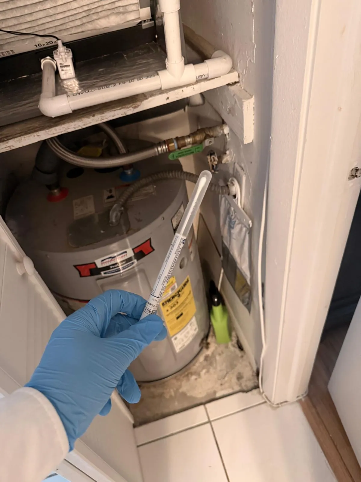 Mold buildup in a bathroom corner